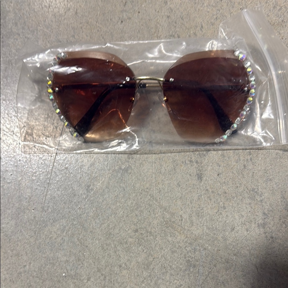 Crystal Embellished Brown Sunglasses